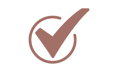 Brown check mark icon on a white background